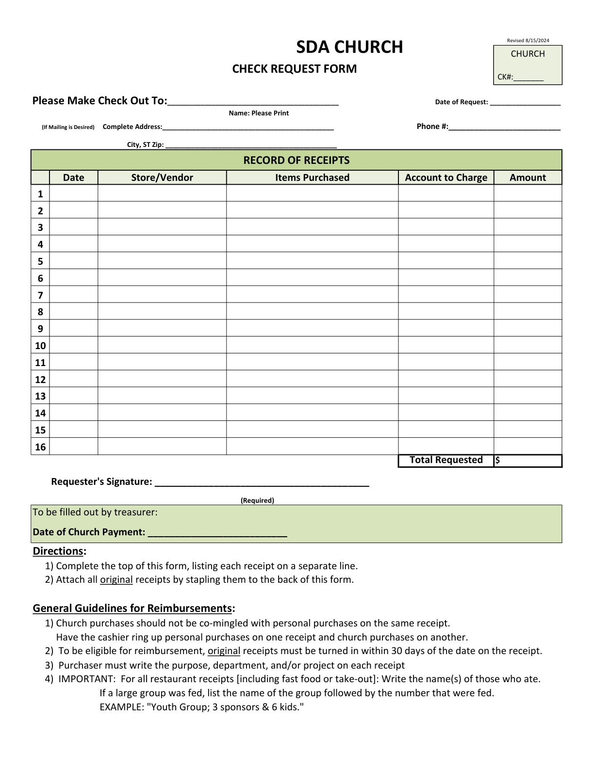 Preview of Check Request Form
