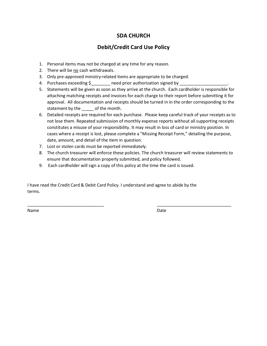Preview of Debit/Credit Card User Agreement